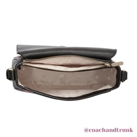 KATE SPADE Leather Embossed Ditsy Pink Rose Black Knott Adjustable Strap NWT - Picture 13 of 15